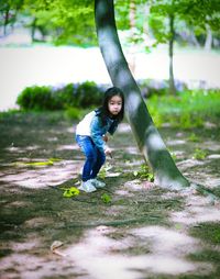 Full length of girl in tree