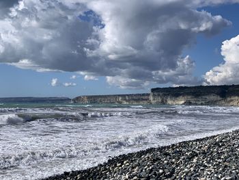 Scenic view of beach against sky