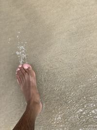 Low section of person on wet sand