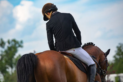 Horse jumping, equestrian sports, show jumping competition themed photograph.