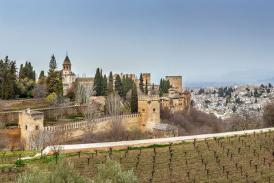 View of alhambra from generalife gardens, granada, spain
