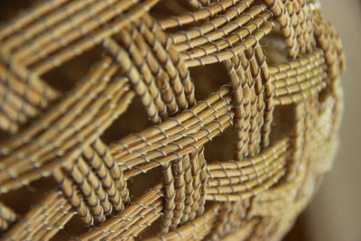 Close-up of rope tied in basket