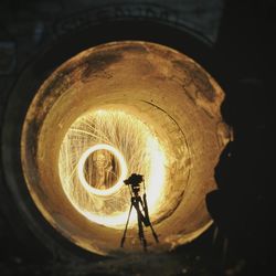 Close-up of circular object on wall
