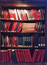 Row of books in shelf