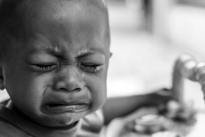 Close-up of crying baby boy