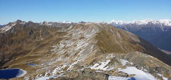 Scenic view of mountains against clear sky