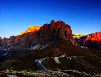 Scenic view of mountains against clear sky