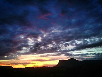 Silhouette of landscape against dramatic sky