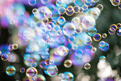 Lots of soap bubbles floating beautifully.