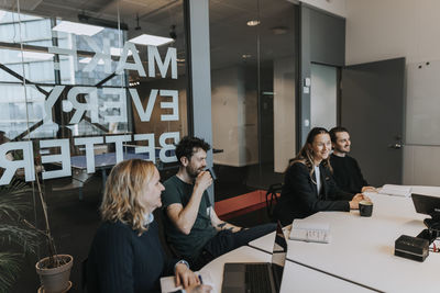 People talking during business meeting