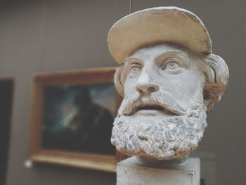 Close-up of male bust in museum