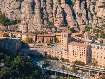 High angle view of buildings in city