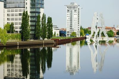 Reflection of buildings in water