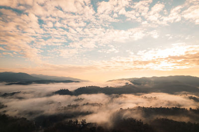 Scenic view of cloudscape against sky during sunset