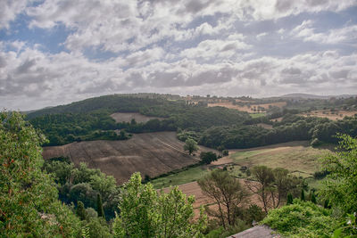 High angle view of landscape against sky