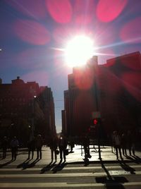 People walking on city street