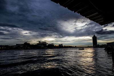 View of city against cloudy sky