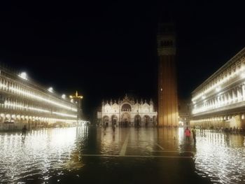 View of illuminated city at night