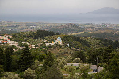 High angle view of townscape against sky