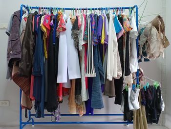 Panoramic view of clothes hanging on rack