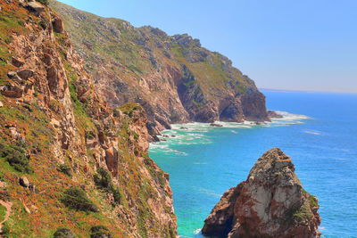 Scenic view of sea and rocks