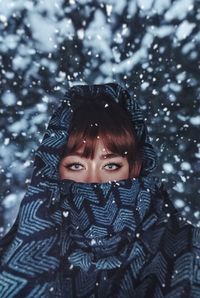 Portrait of woman in snow