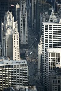 High angle view of street amidst buildings in city