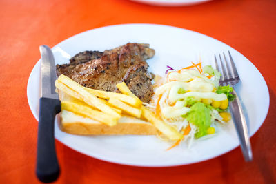 Close-up of food served on plate