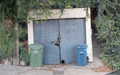 Closed door of building