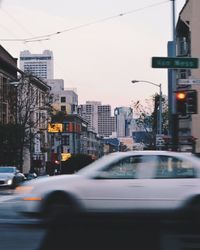 Cars on road in city