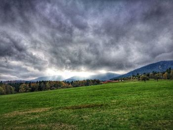 Scenic view of field against sky