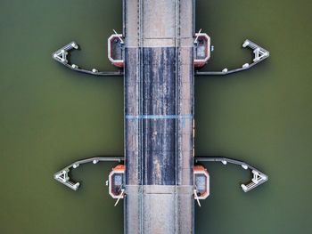 High angle view of metal