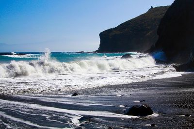 Scenic view of sea against clear sky