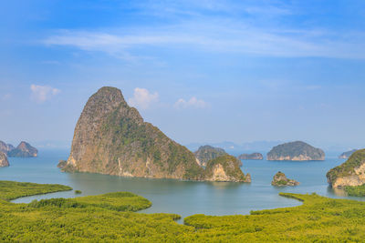 Magnificent phang-nga bay scenery from samet nangshe viewpoint, thailand