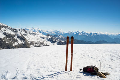 Scenic view of snow covered mountains