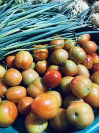 High angle view of fruits for sale in market