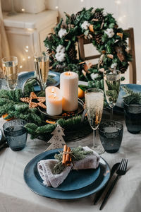 View of christmas decorations on table