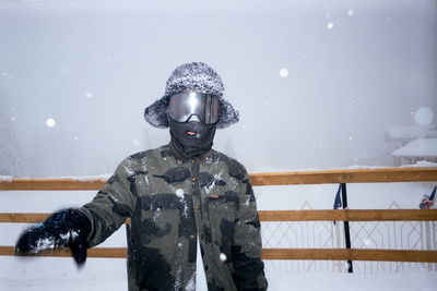 Close-up of solider during winter