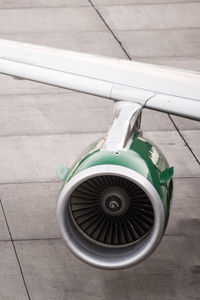 Close-up of airplane on runway