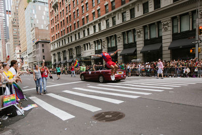 Group of people on city street