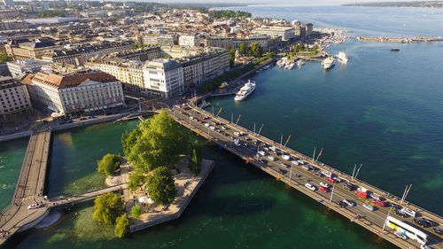 High angle view of bridge over river