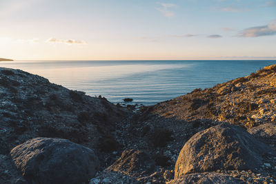 Looking out over the ocean at sunrise