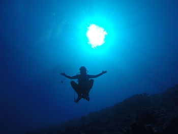 Low angle view of person swimming in sea