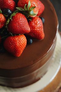 Close-up of strawberries in plate