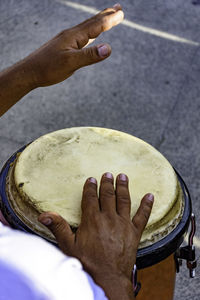 Close-up of man preparing food