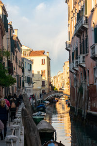 Canal passing through city buildings