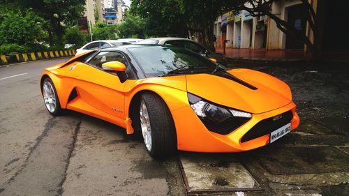 Yellow car on road