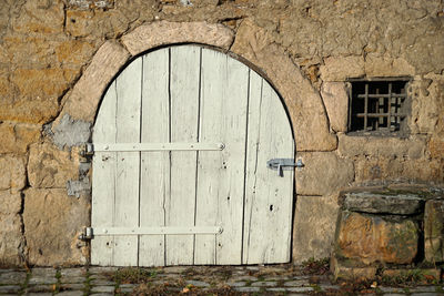 Closed door of old building