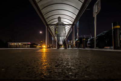 Surface level of illuminated road at night