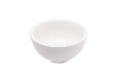 High angle view of empty bowl on white background